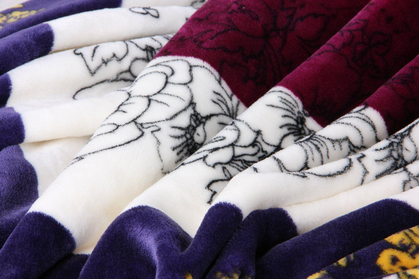 Botanical Floral Striped Carnations Mink Flannel Fleece Throw Blanket