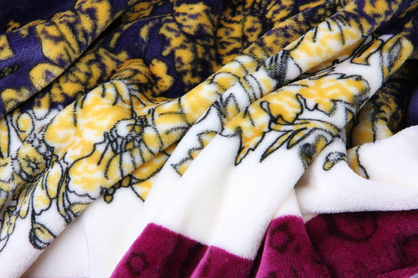 Botanical Floral Striped Carnations Mink Flannel Fleece Throw Blanket