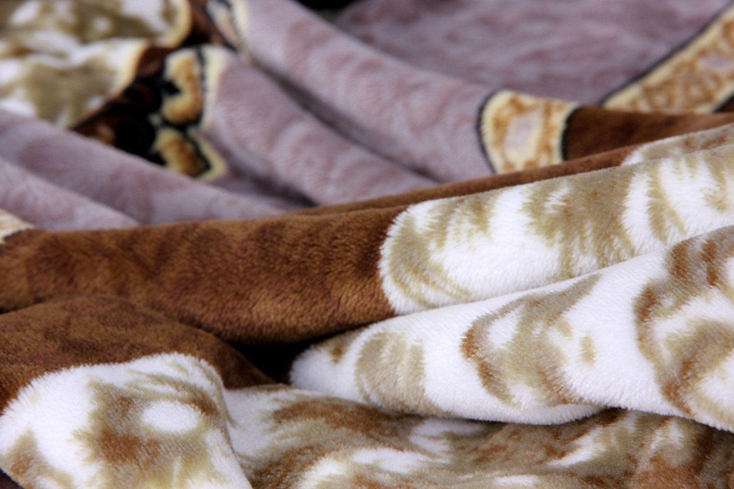 Elegant Twilight Lavender Brown Floral Flannel Mink Fleece Throw Blanket