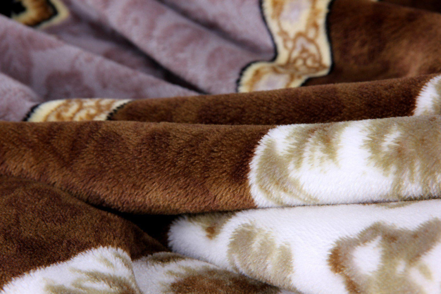 Elegant Twilight Lavender Brown Floral Flannel Mink Fleece Throw Blanket