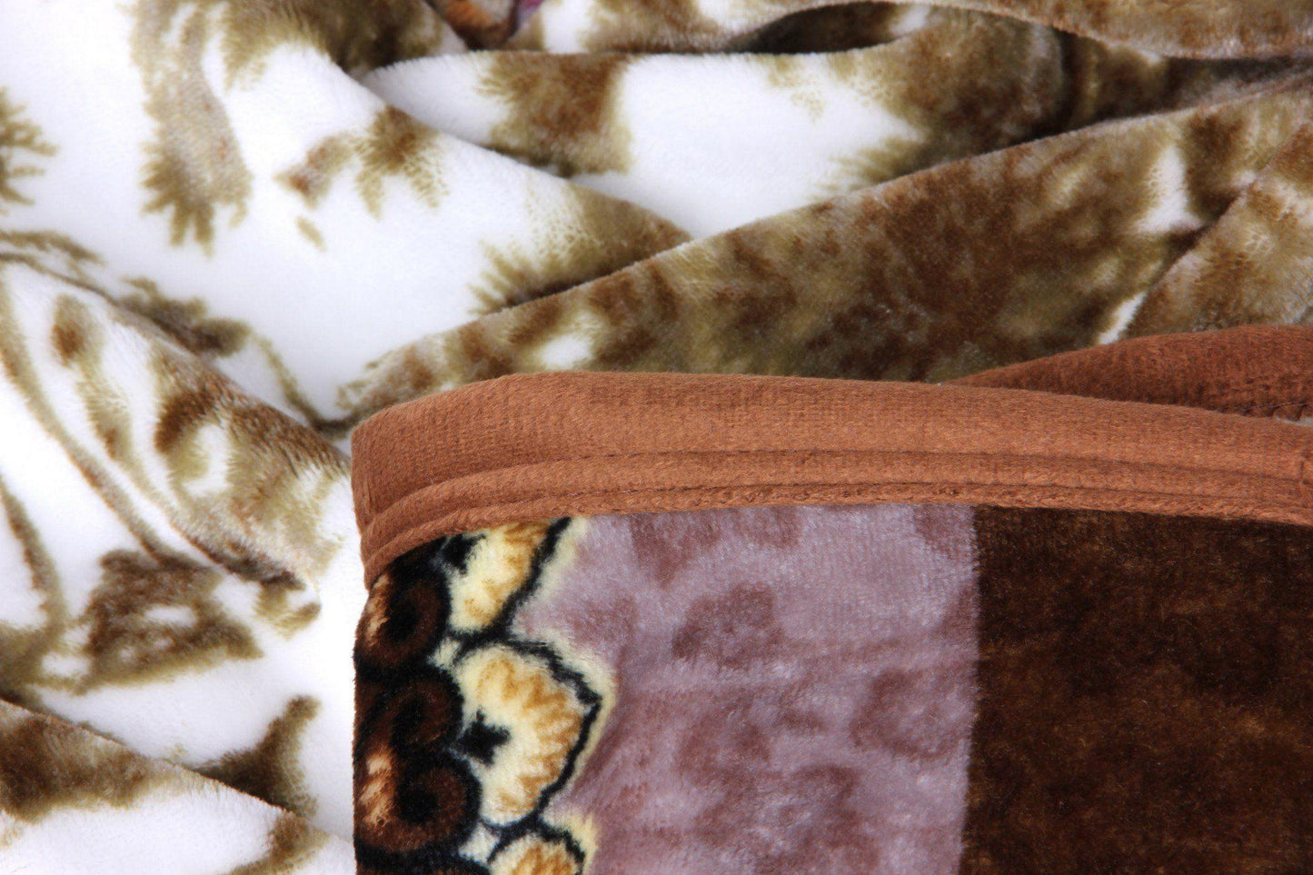 Elegant Twilight Lavender Brown Floral Flannel Mink Fleece Throw Blanket