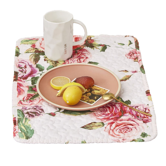 Romantic Roses Quilted Placemats - Set of 4