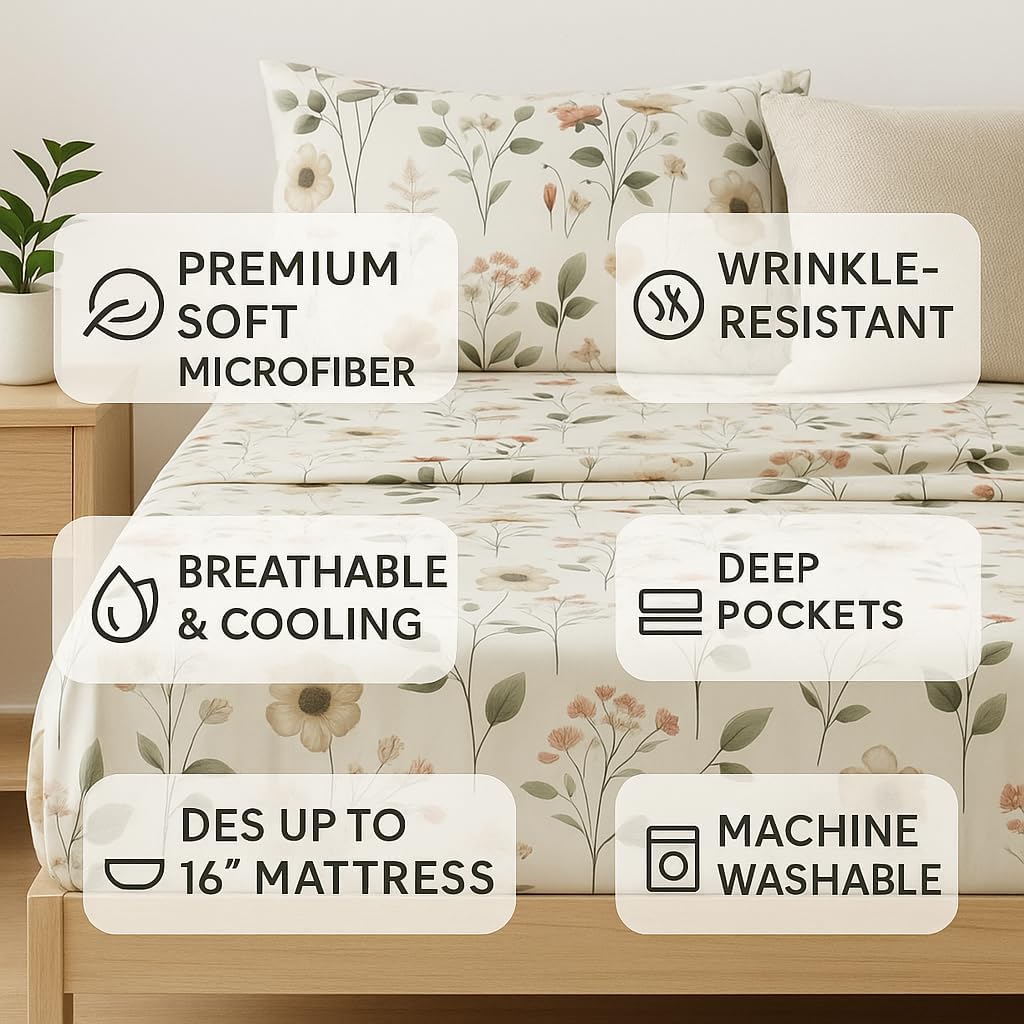 Enchanted Meadow Floral Sheet Set | Bring the Serenity of Nature to Your Bedroom