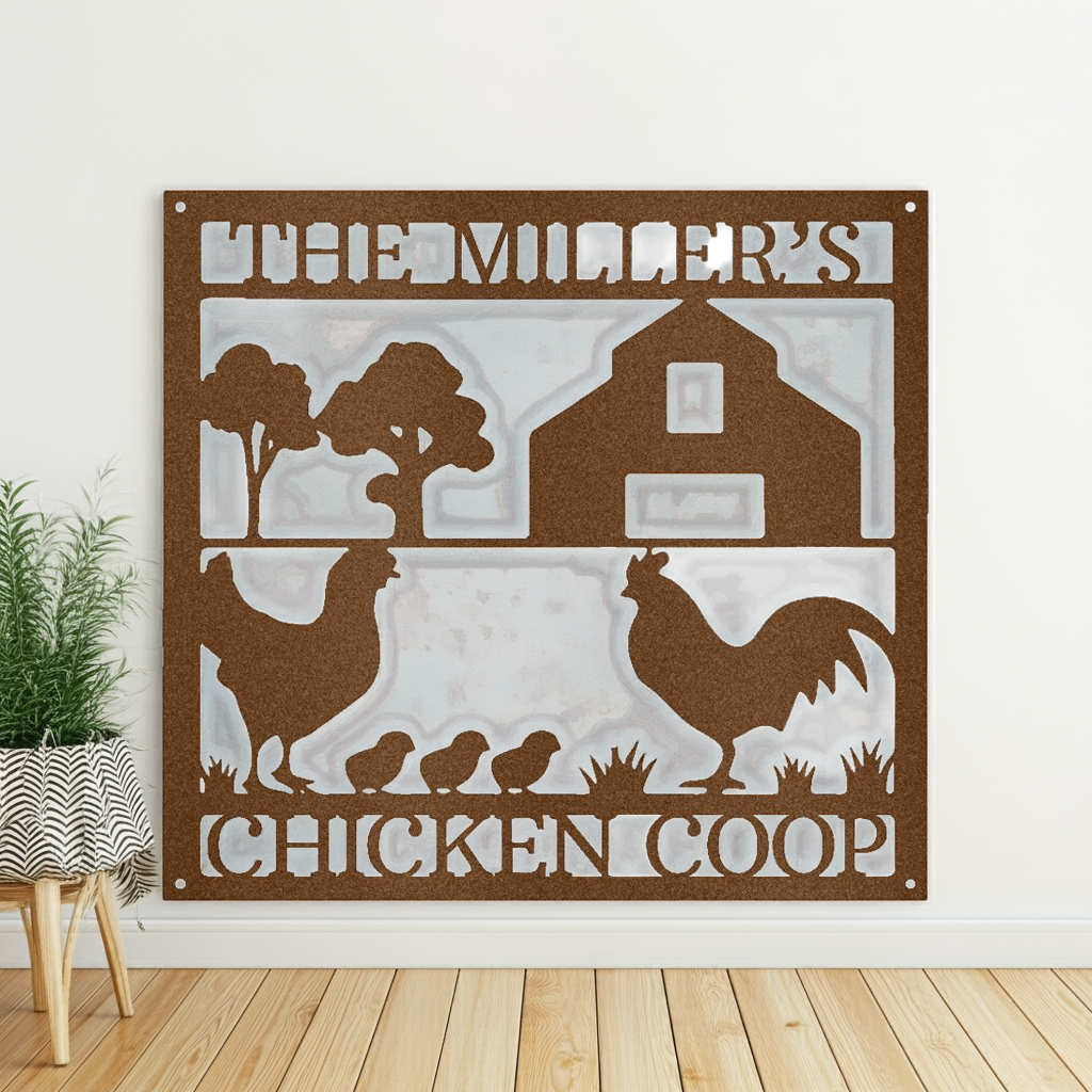 Custom Chicken Coop Metal Sign - Personalized Farm Life Wall Decor